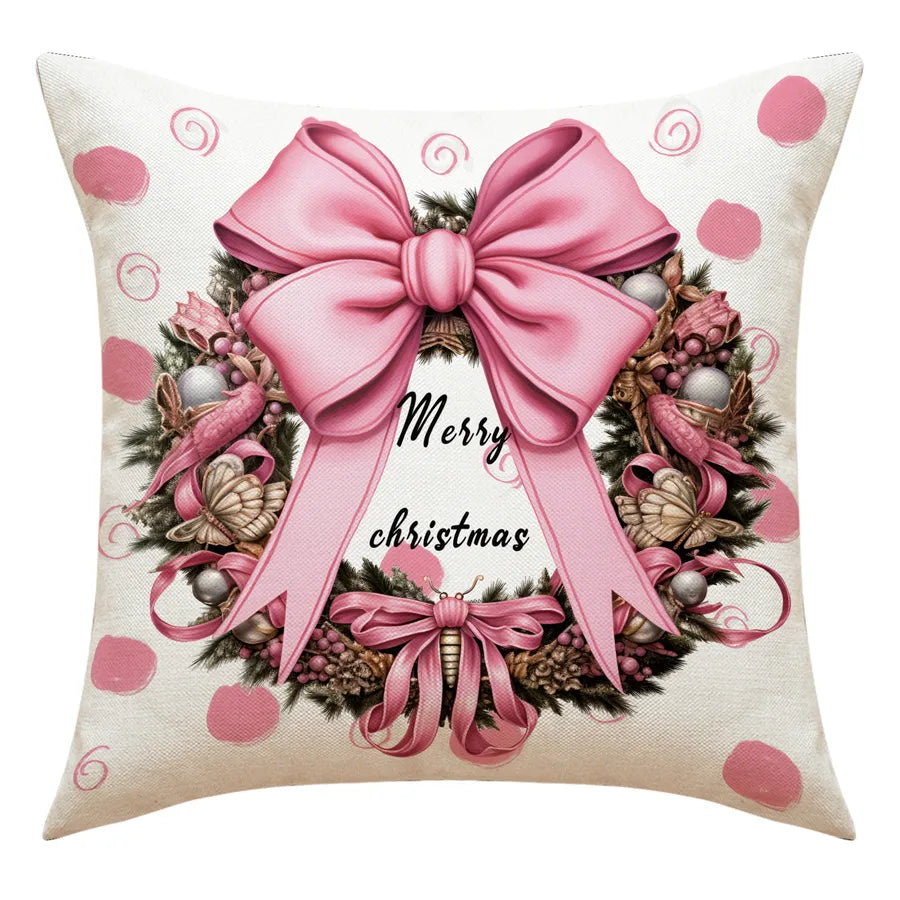 Christmas Casual Cute Santa Claus Letter Polyester Pillow Cases Couch & Sofa Decor