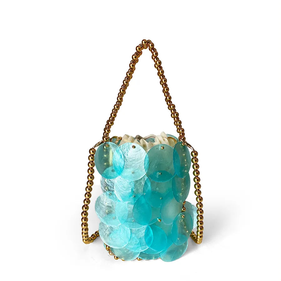 women's small shell patch geometric fashion shell open handbag