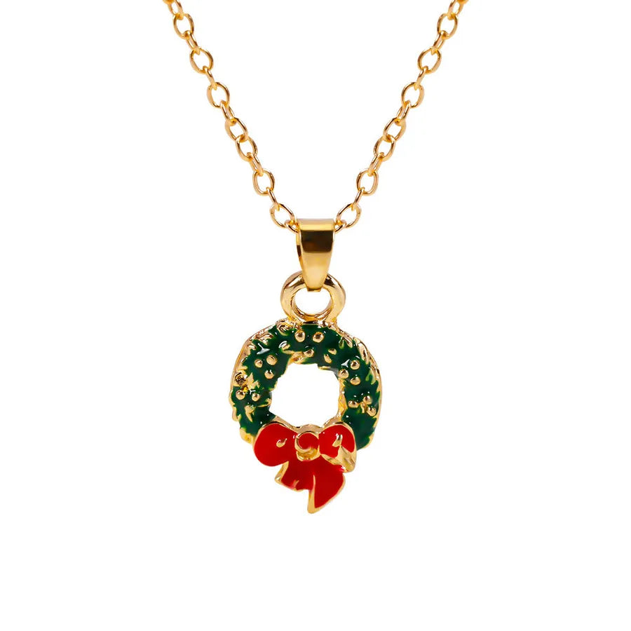 Christmas Themed Alloy Pendant Necklace With Bell Snowflake Design Geometric Pattern For Men And Women Christmas Tree Santa Claus Deer Stick