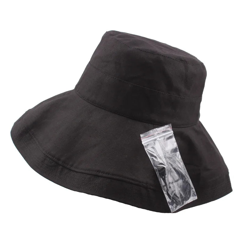 Women's Basic Solid Color Big Eaves Bucket Hat