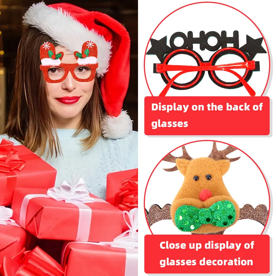 Christmas New Year Cartoon Style Santa Claus Letter Number Plastic Nonwoven Party Festival Glasses