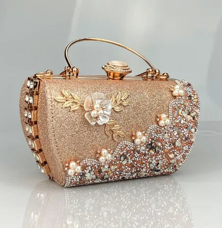 Rhinestone Polyester Geometric Flower Trapezoid Evening Bags