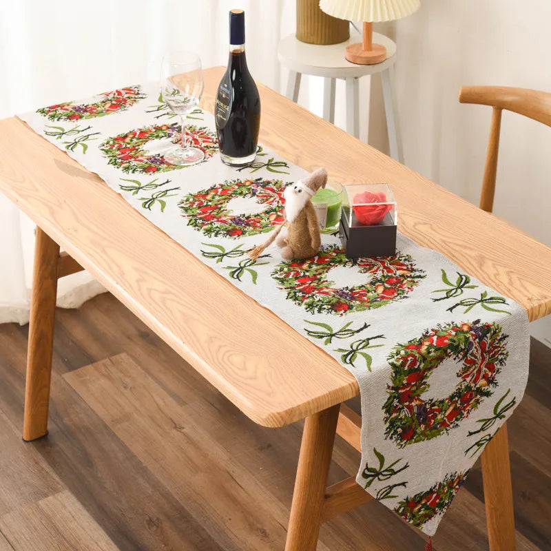 Christmas Cartoon Style Simple Style Color Block Holiday Festival Table Runner