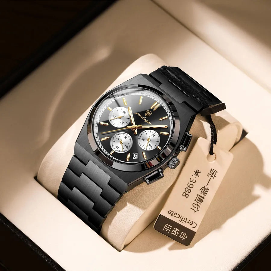 Casual Round Butterfly Double Snap Quartz Men's Watches