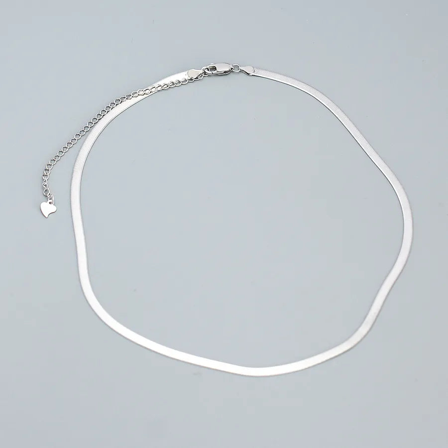 925 Sterling Silver cuban link chain Plating Solid Color Necklace