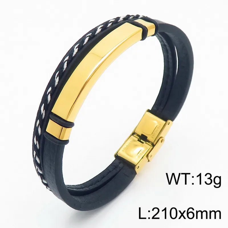 Simple Style Twist Titanium Steel Plating 18K Gold Plated Men's Bangle