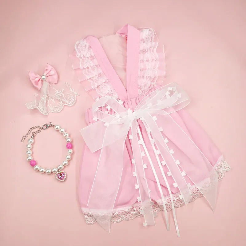 sweet cotton bow knot pet clothing