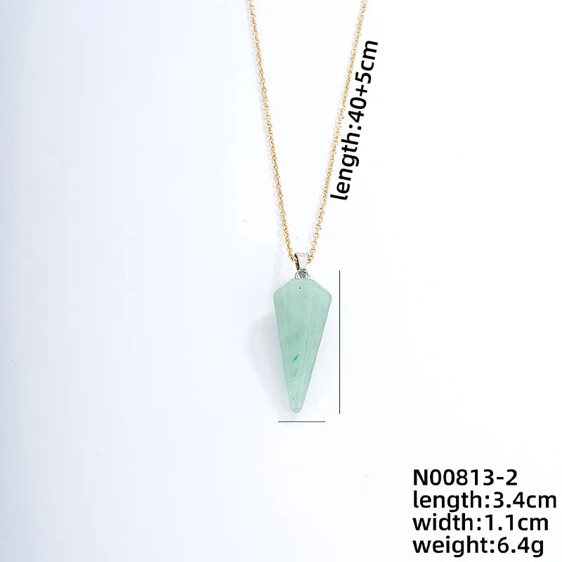 ig style handmade simple style geometric stainless steel natural stone pendant necklace