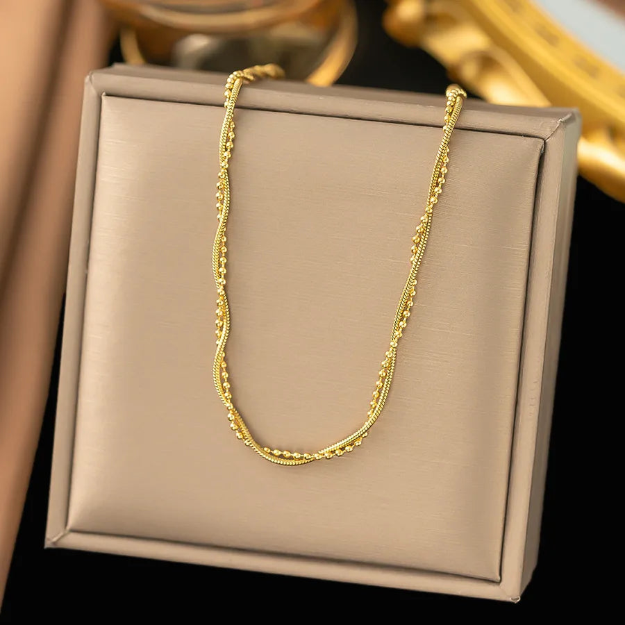 Wholesale Jewelry Elegant Sweet Geometric Heart Shape 304 Stainless Steel Round Plating ball chain cable chain Bracelets Necklace
