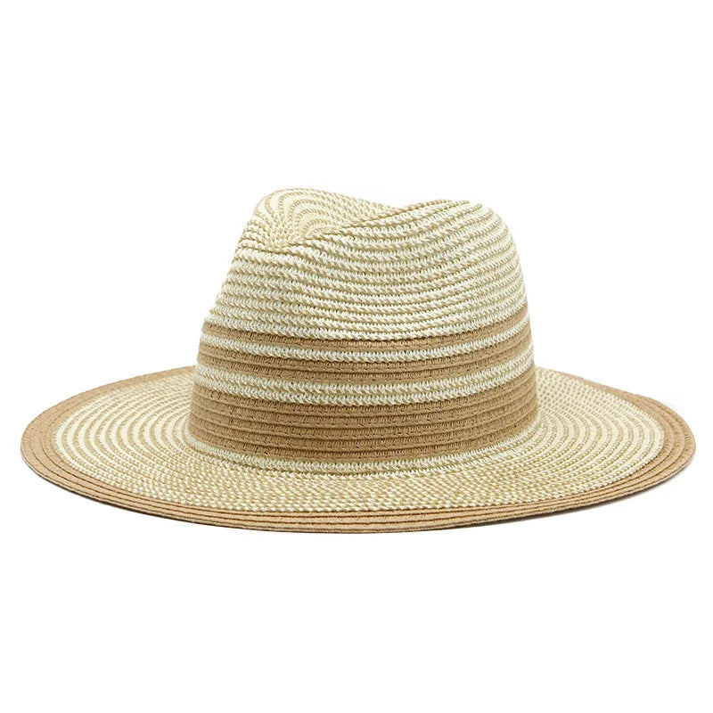 women's simple style classic style color block flat eaves straw hat