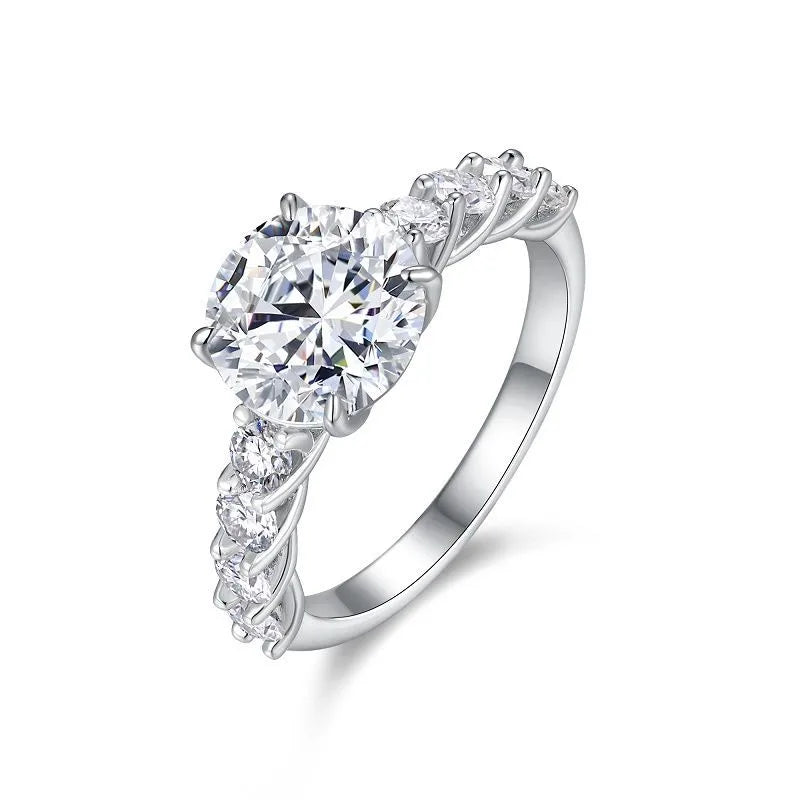 Moissanite 925 Sterling Silver Rings GRA Certificate Geometric Rings