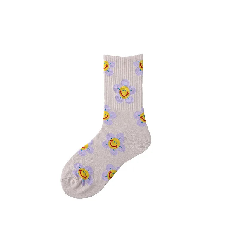 Women's Simple Style Color Block Cotton Crew Socks A Pair