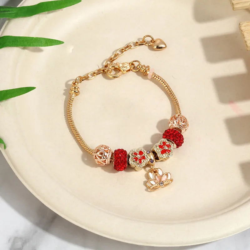 Blue Crystal Beads Bracelet Halloween DIY Snake Bone Bracelet Fashionable OL Style Alloy Cartoon Character Pattern Unisex