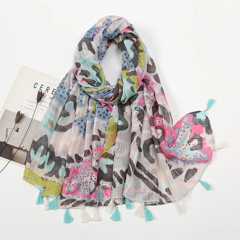Women's Vacation Simple Style Color Block Polyester Silk Scarf