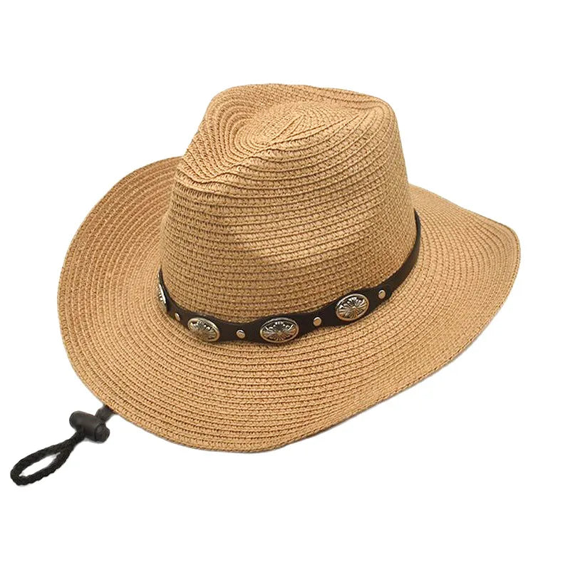 women's vacation beach solid color wide eaves straw hat