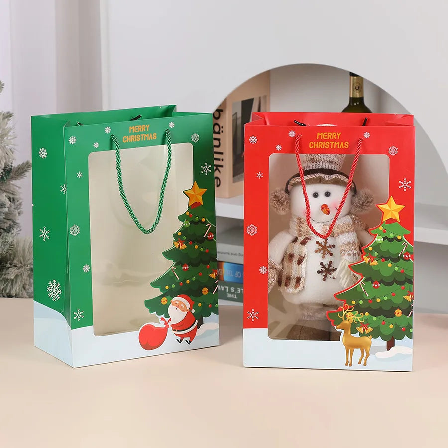 Christmas Handbag Floral Shop Baking Souvenir Gift Packaging Bag Window Display Bouquet Fresh Flower Open Window Handbag Gift