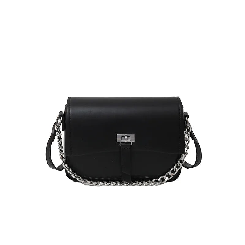 Women's PU Solid Color Classic Style Square Magnetic Buckle Handbag Crossbody Bag