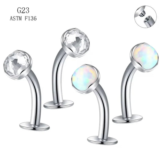 1 Piece Belly Rings Casual Vacation Beach Round Titanium Alloy Inlay Rhinestones Opal Belly Rings