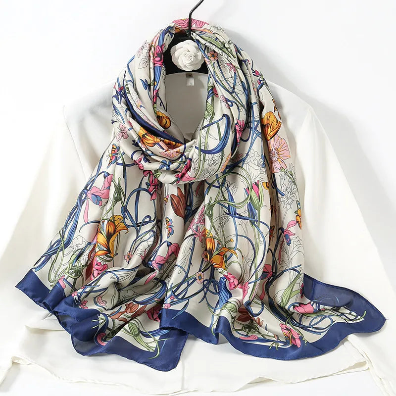 women's lady flower cloud brocade printing scarf