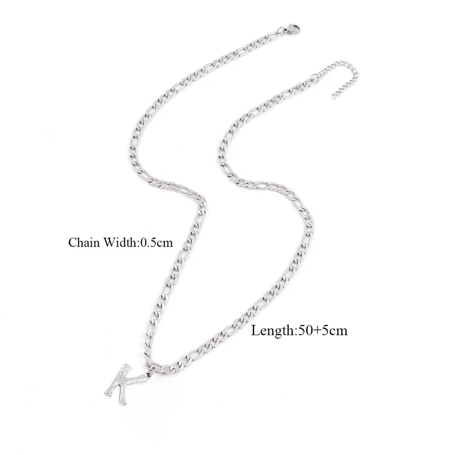 Wholesale Jewelry Retro Simple Style Letter 201 Stainless Steel 304 Stainless Steel Pendant Necklace figaro chain