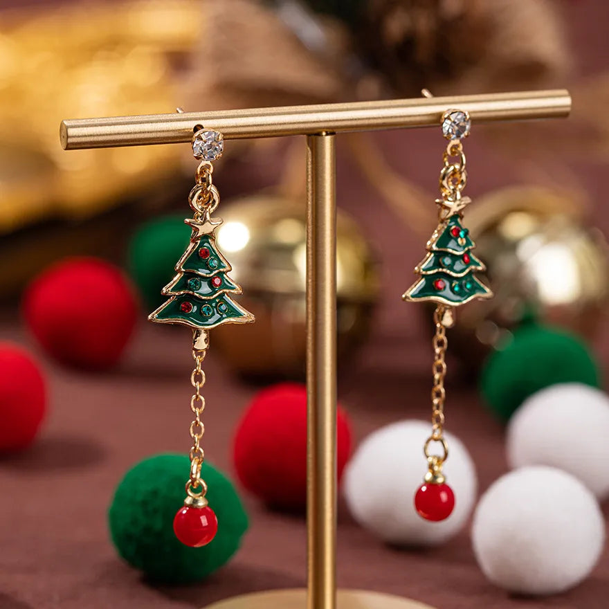Christmas Theme Alloy Ear Cuff Drop Earrings  New Products Small Pendant Diy Accessories Christmas Hat