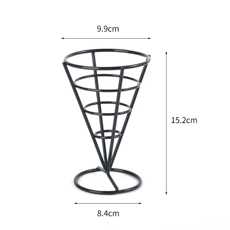 New creative tableware black four-piece four-head snack rack red four-head French fries rack stainless steel French fries rack