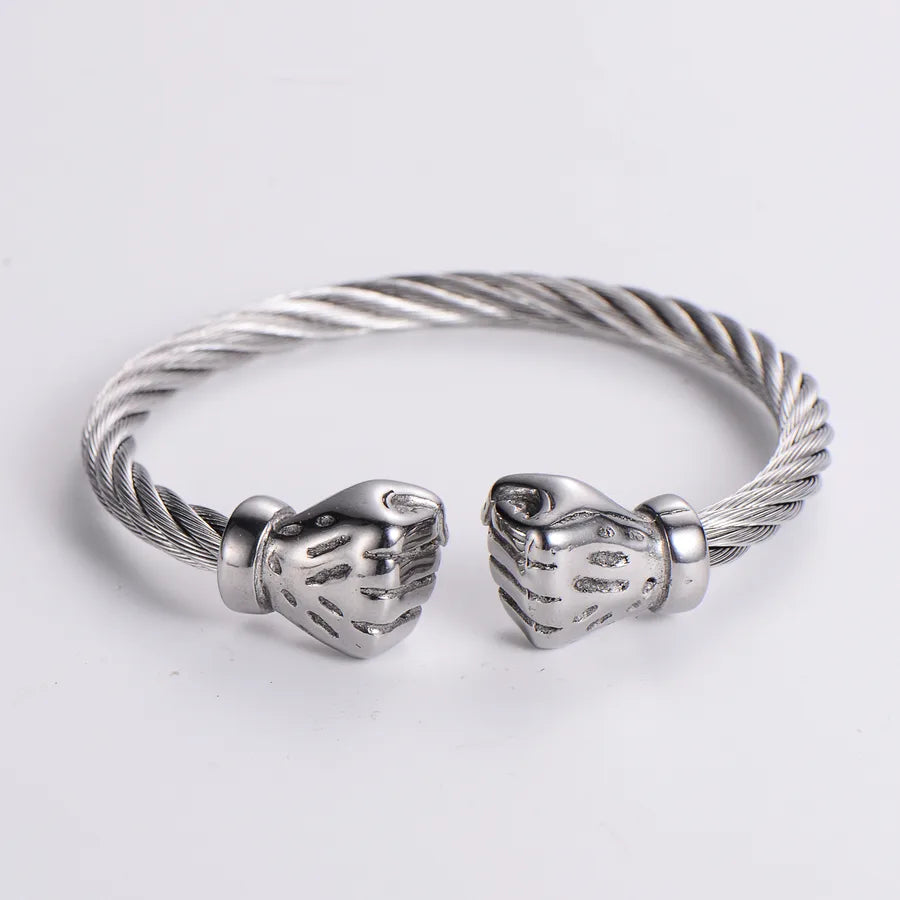 304 Stainless Steel 18K Gold Plated Hip-Hop Inlay Geometric Acrylic Pearl Bangle