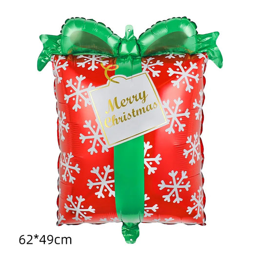 Christmas Santa Claus Gift Box Snowman Aluminum Film Party Balloons