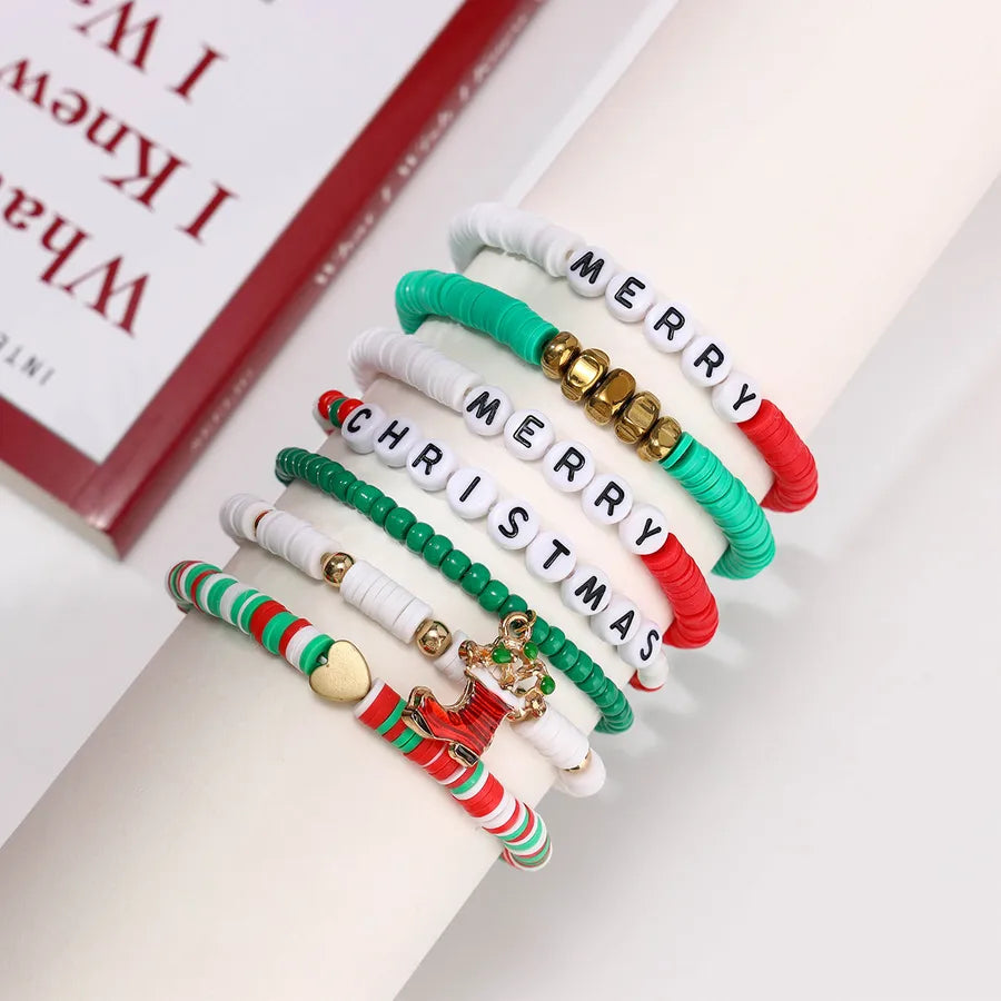 Sweet Letter Heart Shape soft clay Beaded Bracelets Christmas Wholesale