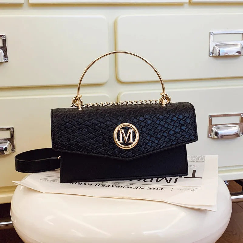 Letter Woven Pattern Bag for Women  New Trendy Fashion Retro Single Shoulder Crossbody Internet Celebrity Versatile Handbag