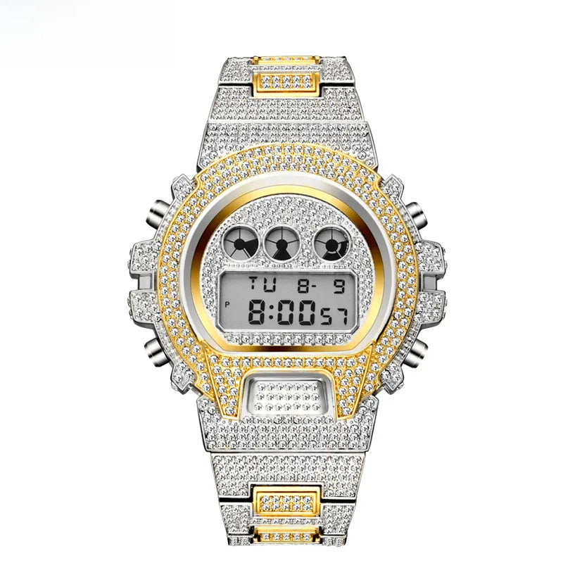 MISSFOX Japan Diamond Multi-function Fashion Electronic Watch High-end Full Diamond Waterproof Men's Watch Factory Outlet