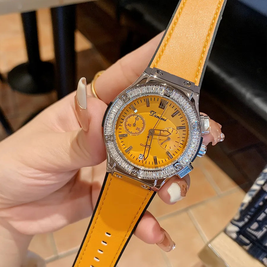 Elegant Solid Color Buckle Quartz Watch Women's Watches