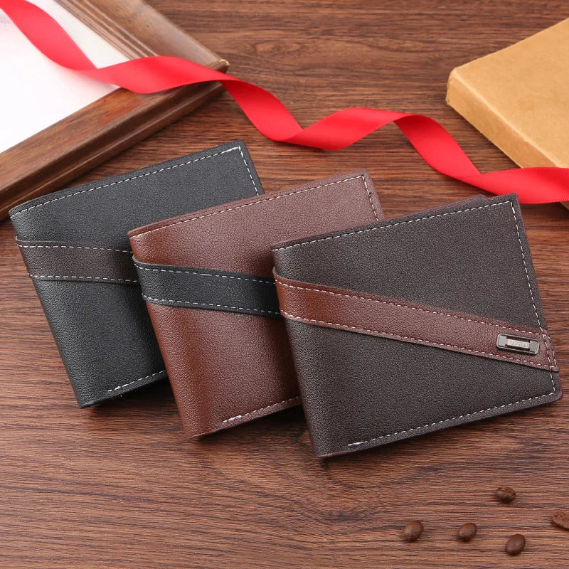 Men's Solid Color PVC Open Small Wallets