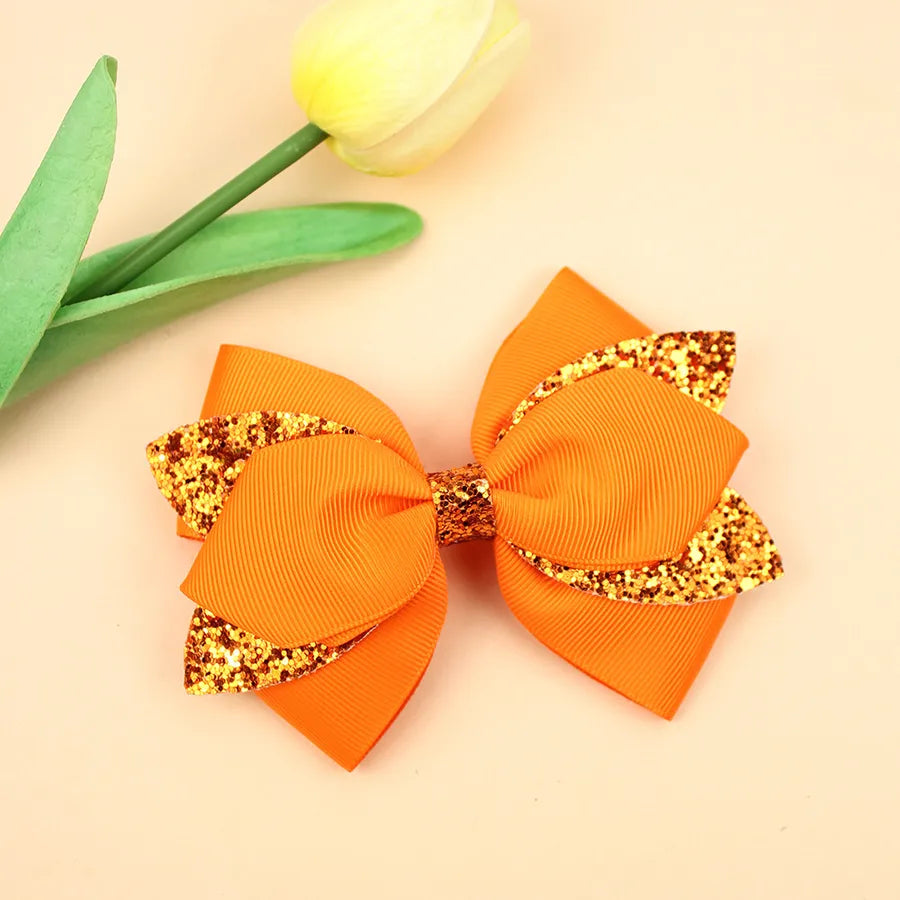 Europe and the United States new double-layer children's glitter film bow hair accessories girls hair clips cute girls hair accessories