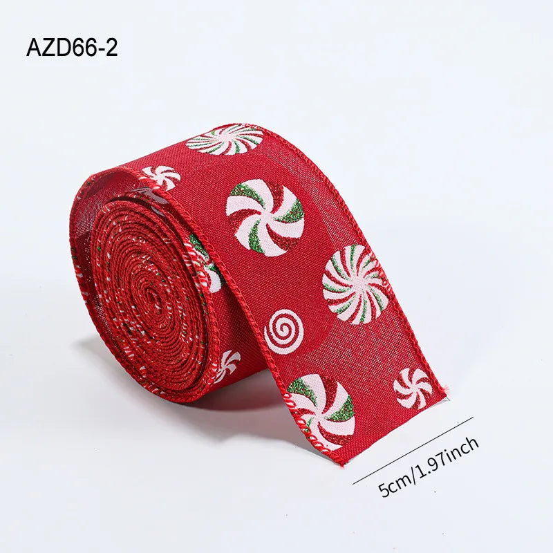 Christmas Cartoon Snowman Printed Decorative Ribbon Fabric Tree Flower Ring Gift Butterfly Knot Decorations Bohemian American Style