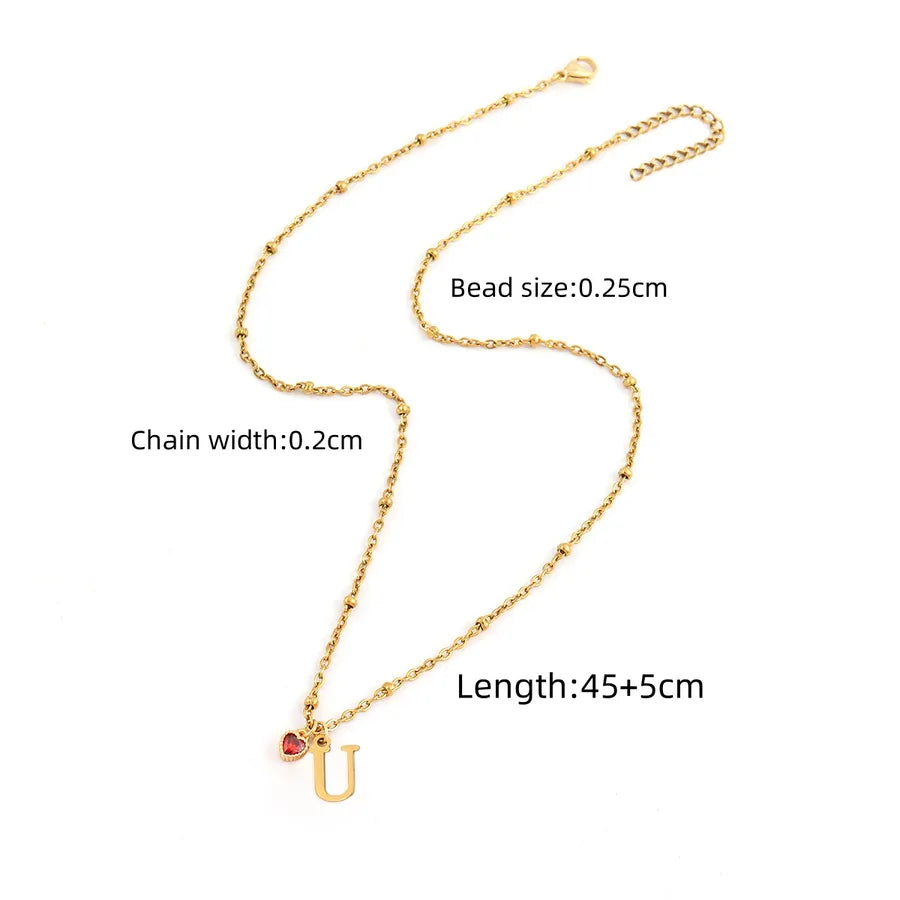 Wholesale Jewelry Elegant Simple Style Classic Style Letter Heart Shape 201 Stainless Steel 304 Stainless Steel Artificial Crystal Artificial Crystal Inlay Cross Bead Necklace Pendant Necklace