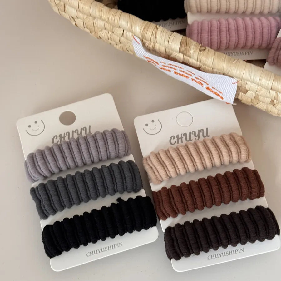 High Elasticity Hair Ties Set Of Three Non-Damaging Wide-Edged Hair Bands Ball Head Skin Cover Head Ropes Versatile Hair Accessories