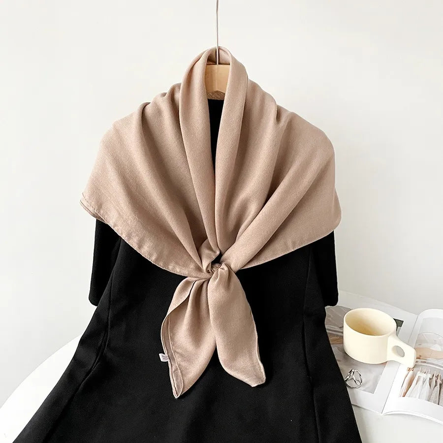 Women's Elegant Simple Style Solid Color Imitation cotton and linen Silk Scarf