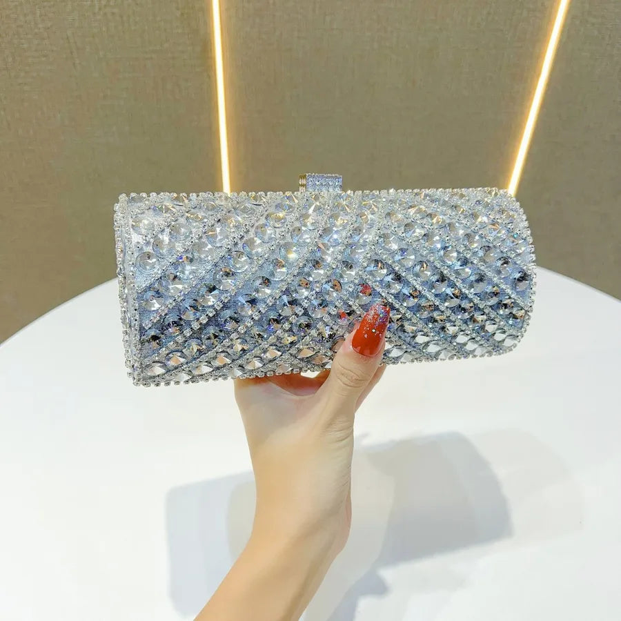 Elegant Evening Clutch Bag Women's High-End Rhinestone Decorated Dress Bag Full Diamond Bag French Bread Bag Banquet Bag