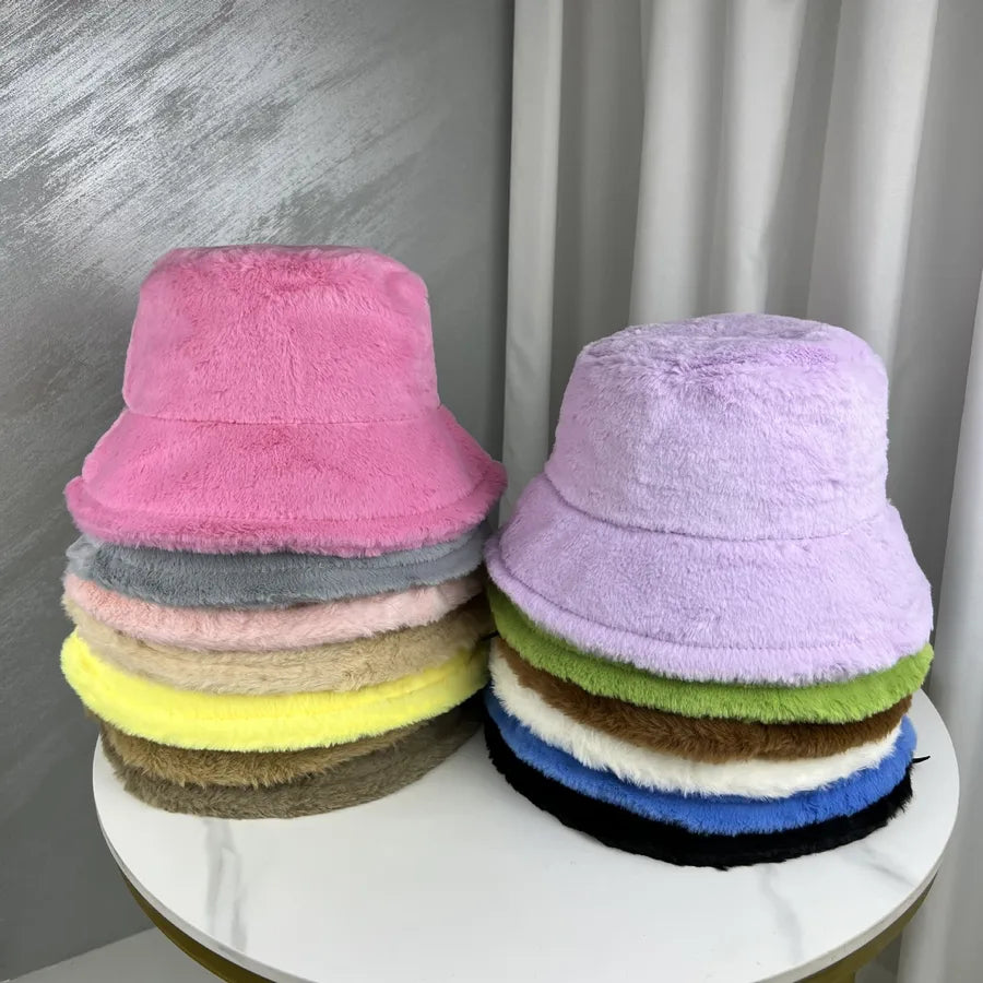 women's basic solid color curved eaves bucket hat