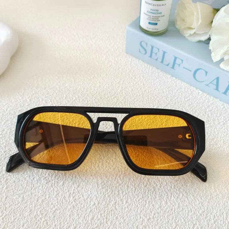 Vacation Solid Color Resin Square Full Frame Men's Sunglasses
