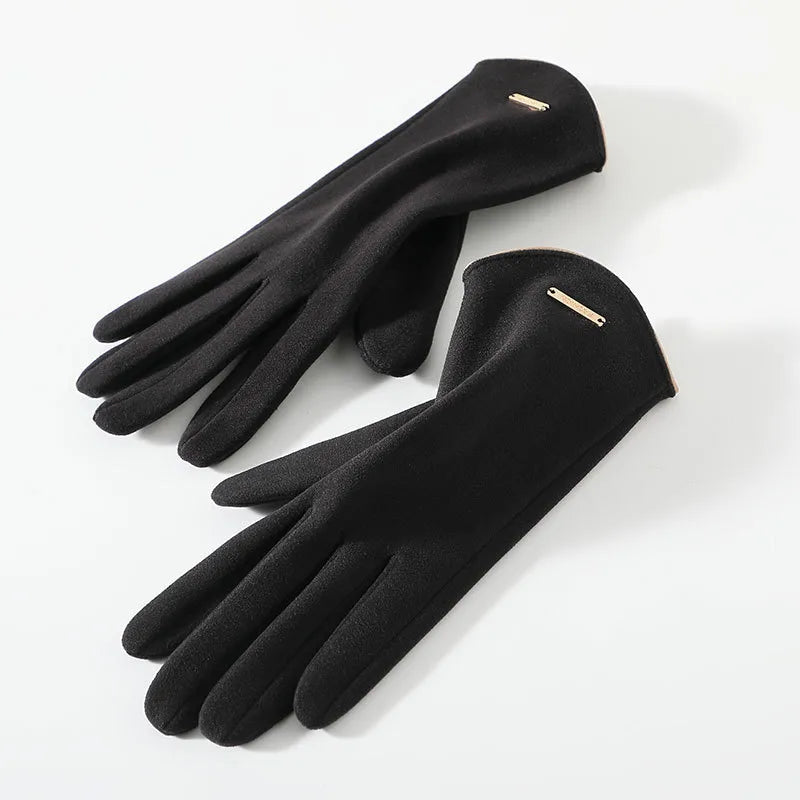 women's fashion solid color velvet polyester gloves 1 pair