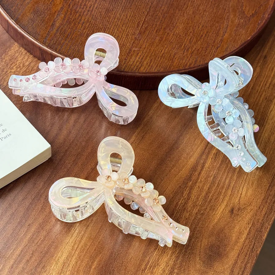 Elegant Large Butterfly Knot Diamond Embedded 3D Flower Hair Clip Luxury High Ponytail Hair Clip For Women Hair Accessories