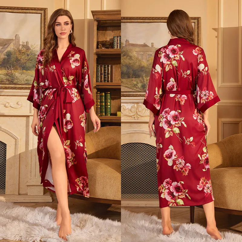 new satin chiffon ice silk light bathrobe multicolors