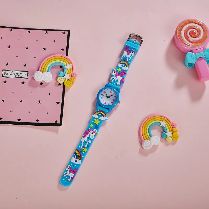 cartoon children's color simple clear digital face girls butterfly kindergarten silicone gift quartz watch
