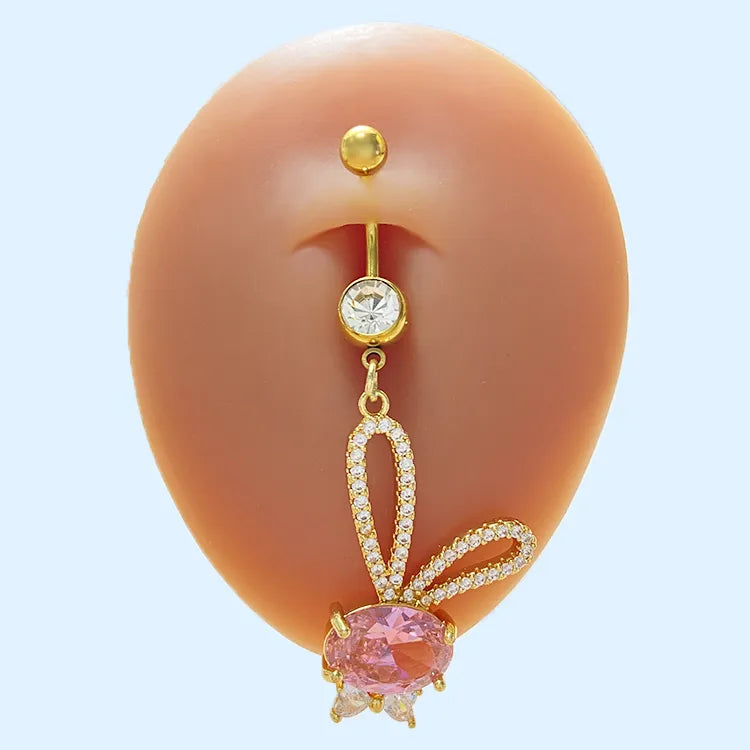 elegant cute classic style animal butterfly snowflake stainless steel alloy rhinestone inlay zircon white gold plated belly ring