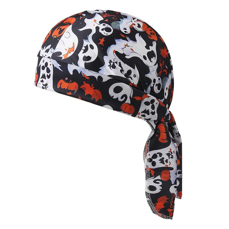Fashionable Pirate Hat Headscarf Combo For Outdoor Sports And Halloween Party Unique Asymmetric Satin Design Chinese Style Hip Hop