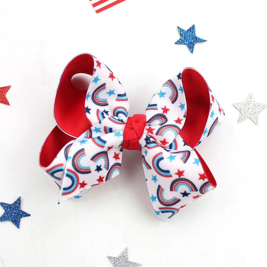 Independence Day Hairpin American Flag Bow Hair Accessories Children Girl Cute Headwear Patriotic Hairpin