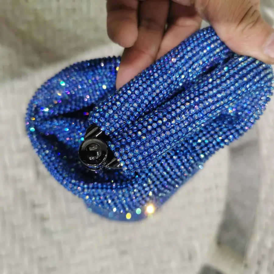 silver gold blue pvc solid color square evening bags