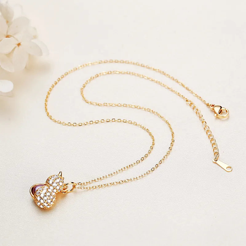 Freshwater Pearl Copper Zircon cable chain Plating Inlay Gourd Necklace